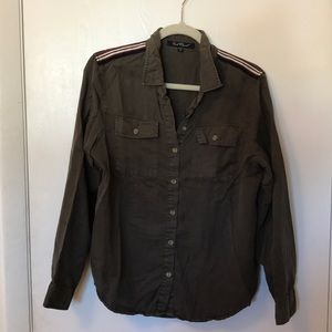 Olive green button up blouse